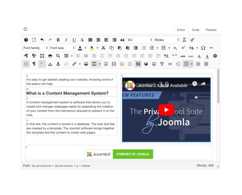 Joomla Content Editor (JCE) screenshot